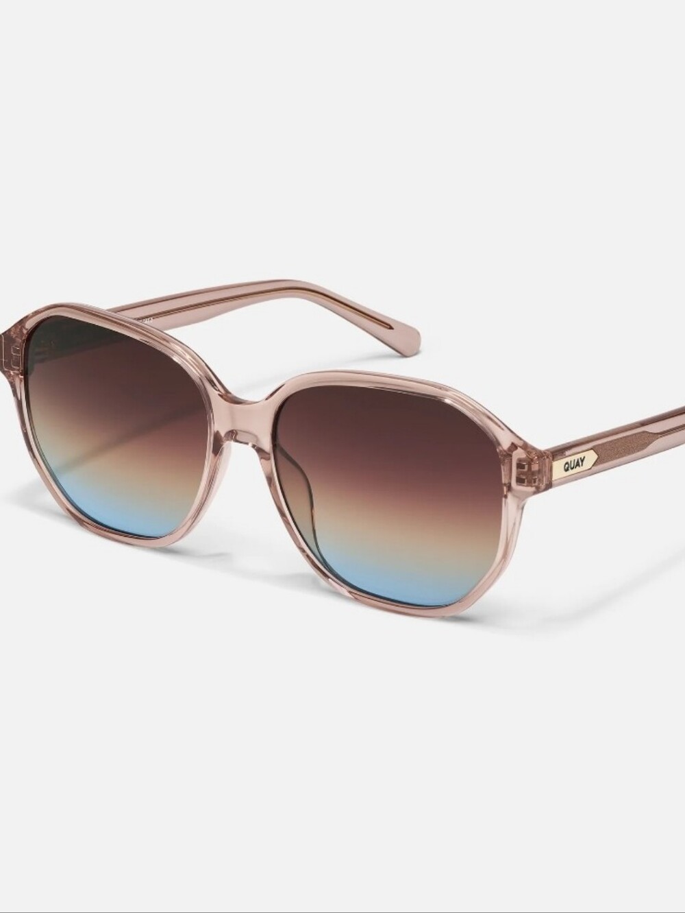 Quay Australia Guess Again Sunglasses- Doe Frame/Brown Blue Lens